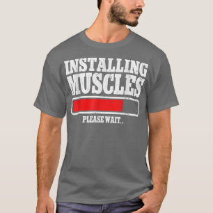 Mens Installing Muscles Weightlifting Fitness Gym T-Shirt