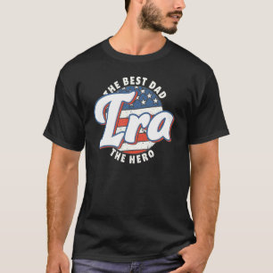 Mens Ira Best Dad Hero US Flag Personalised Father T-Shirt