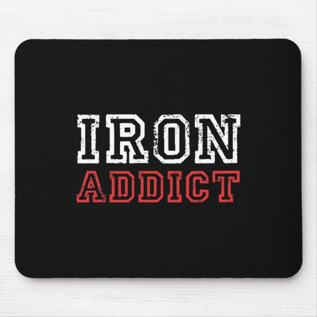 Mens Iron Addict Gym Workout Fitness Bodybuilding  Mouse Mat (Front)