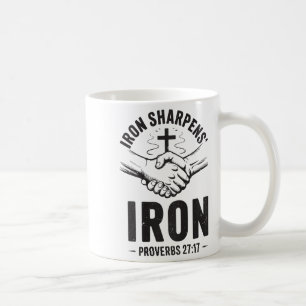 Men's Iron Sharpens Iron Proverbs 27 7 Christian G Coffee Mug