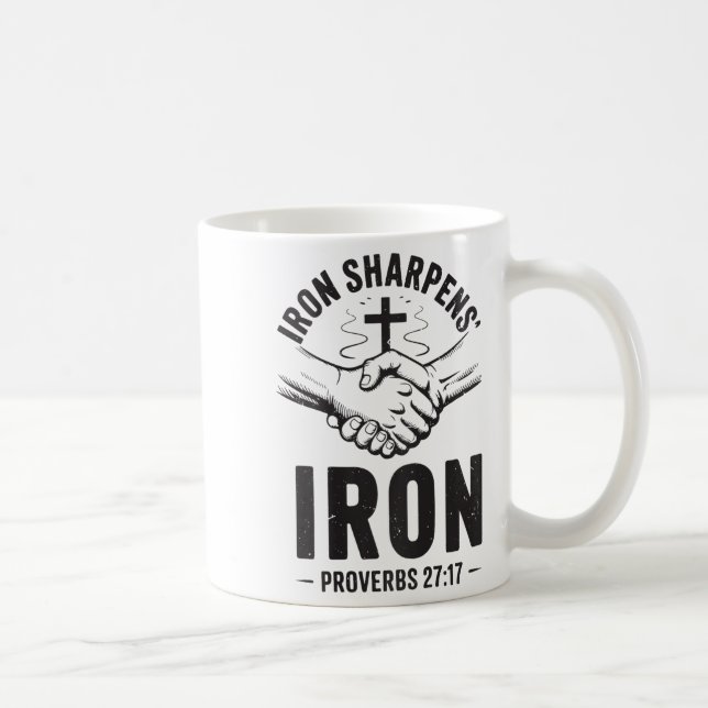 Men's Iron Sharpens Iron Proverbs 27 7 Christian G Coffee Mug (Right)
