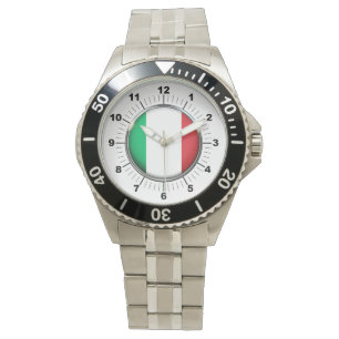 Men's Italy Flag Stainless Steel Bracelet Watch