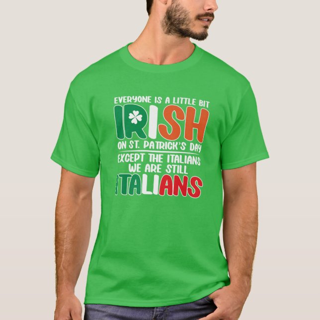 Mens Italy St. Patrick's Day Italian Funny Shamroc T-Shirt (Front)