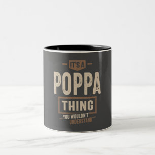 Mens It's a Poppa Thing Funny Dad Grandpa Two-Tone Coffee Mug