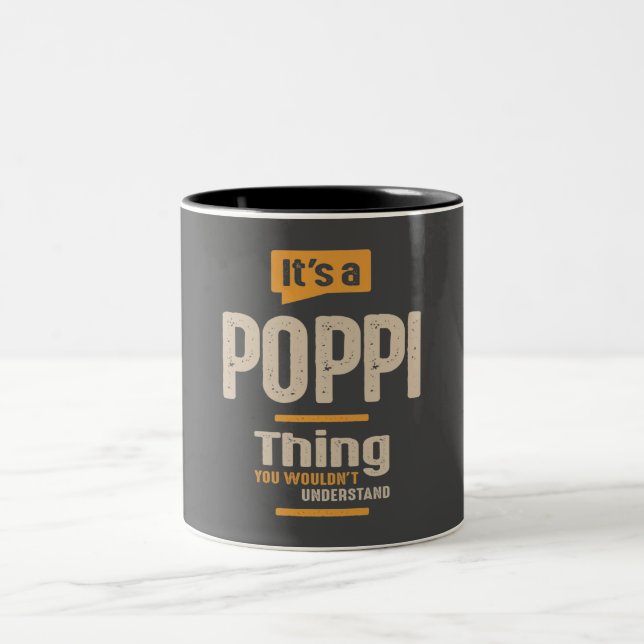 Mens It's a Poppi Thing Funny Dad Grandpa  Two-Tone Coffee Mug (Center)