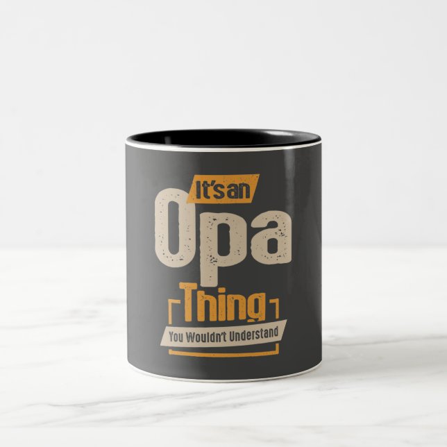 Mens It's an Opa Thing Funny Dad Grandpa  Two-Tone Coffee Mug (Center)