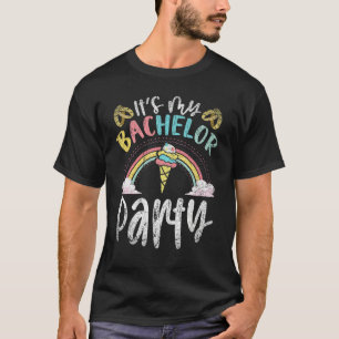 Mens Its My Bachelor Party Groom Ice Cream Rainbow T-Shirt