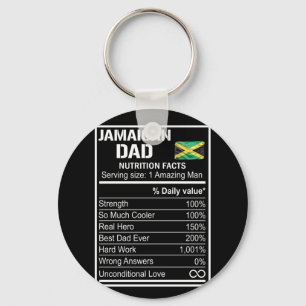 Mens Jamaican Dad Nutrition Facts Fathers Day Hero Key Ring
