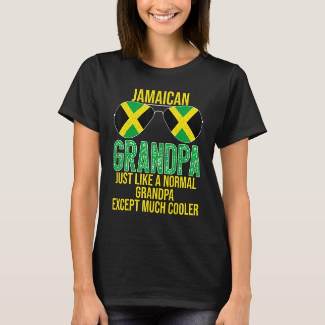 Mens Jamaican Grandpa Jamaica Flag Sunglasses Fath T-Shirt (Front)