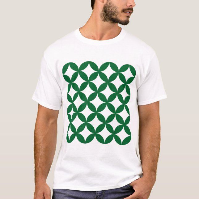 Men's Japanese Green Shippo Pattern T-Shirt – Trad (Front)