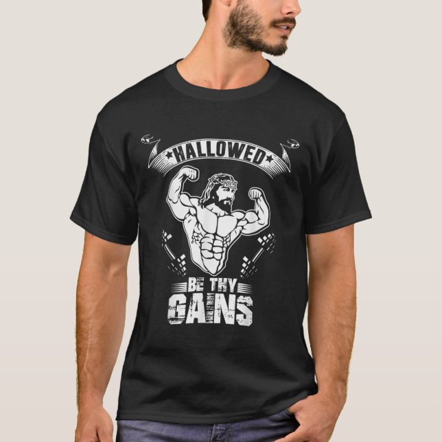 Mens Jesus Bodybuilding T Shirt - Funny Jesus Weig (Front)