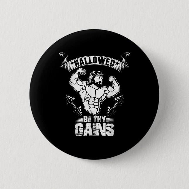 Mens Jesus Bodybuilding T Shirt - Funny Jesus Weig 6 Cm Round Badge (Front)