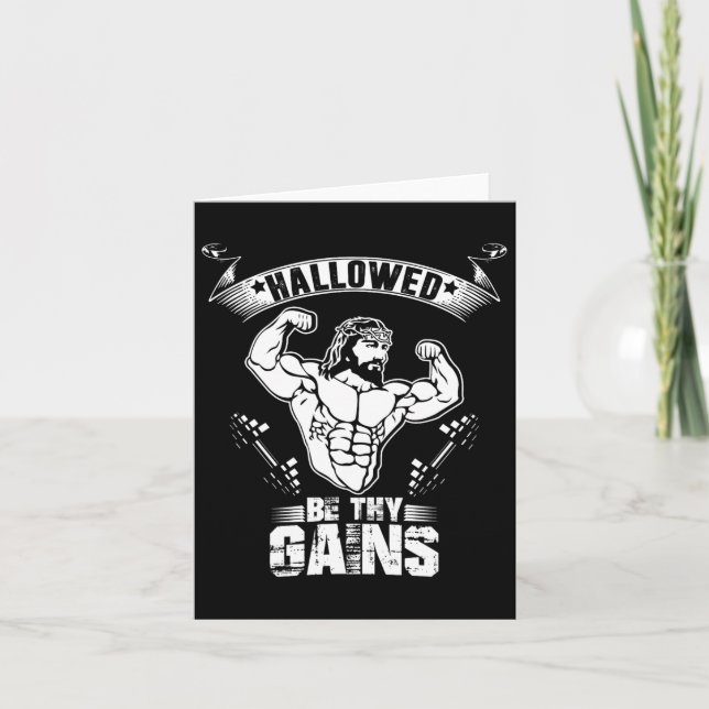 Mens Jesus Bodybuilding T Shirt - Funny Jesus Weig Card (Front)