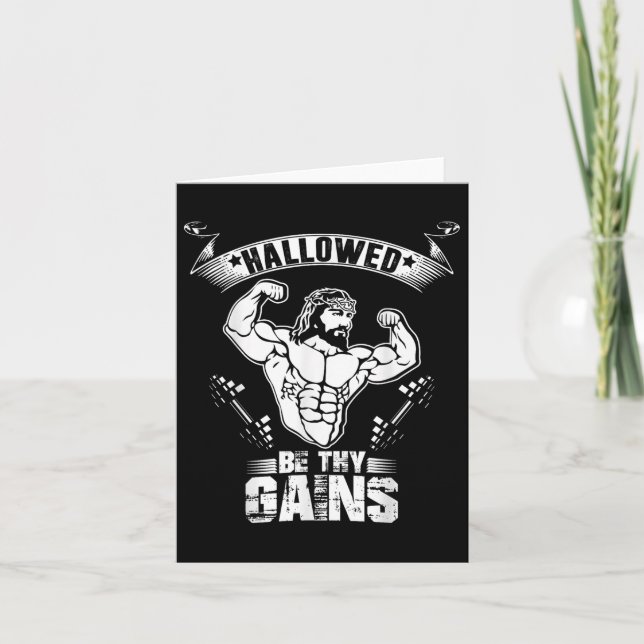 Mens Jesus Bodybuilding T Shirt - Funny Jesus Weig Card (Front)