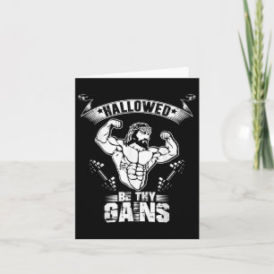 Mens Jesus Bodybuilding T Shirt - Funny Jesus Weig Card