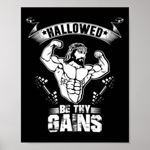 Mens Jesus Bodybuilding T Shirt - Funny Jesus Weig Poster