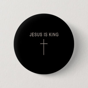 Mens Jesus Christ Is King Minimalist Faith Christi 6 Cm Round Badge