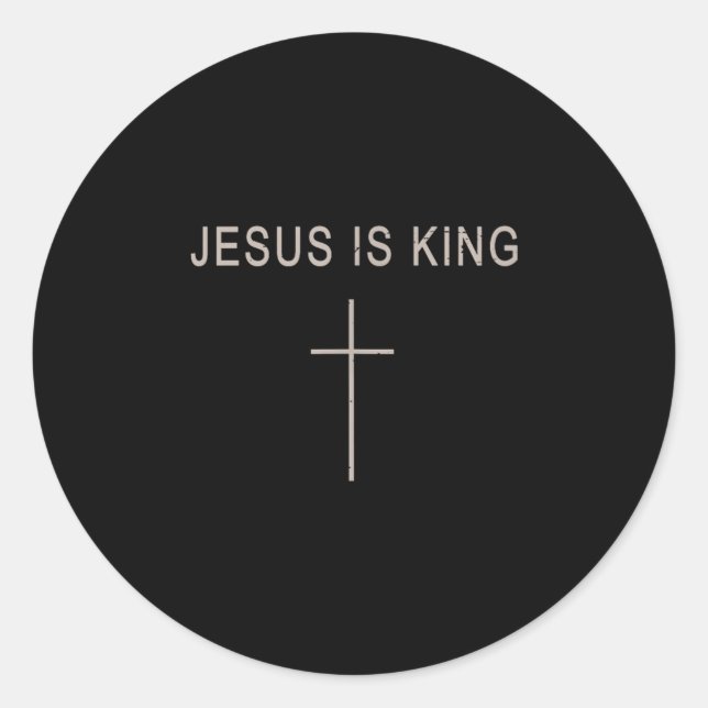 Mens Jesus Christ Is King Minimalist Faith Christi Classic Round Sticker (Front)