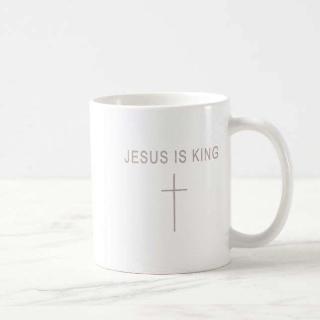 Mens Jesus Christ Is King Minimalist Faith Christi Coffee Mug (Right)