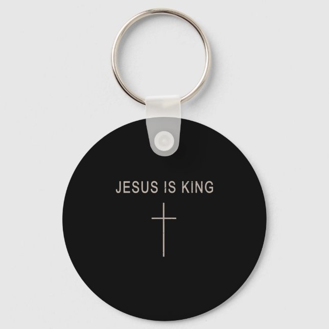 Mens Jesus Christ Is King Minimalist Faith Christi Key Ring (Front)