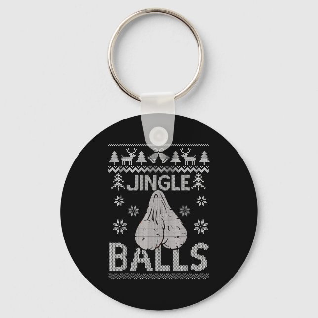 Mens Jingle Adult 18+ Ugly Christmas Sweater  Key Ring (Front)