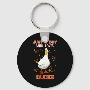 Mens Just A Boy Who Loves Ducks Funny Duck Lover Q Key Ring