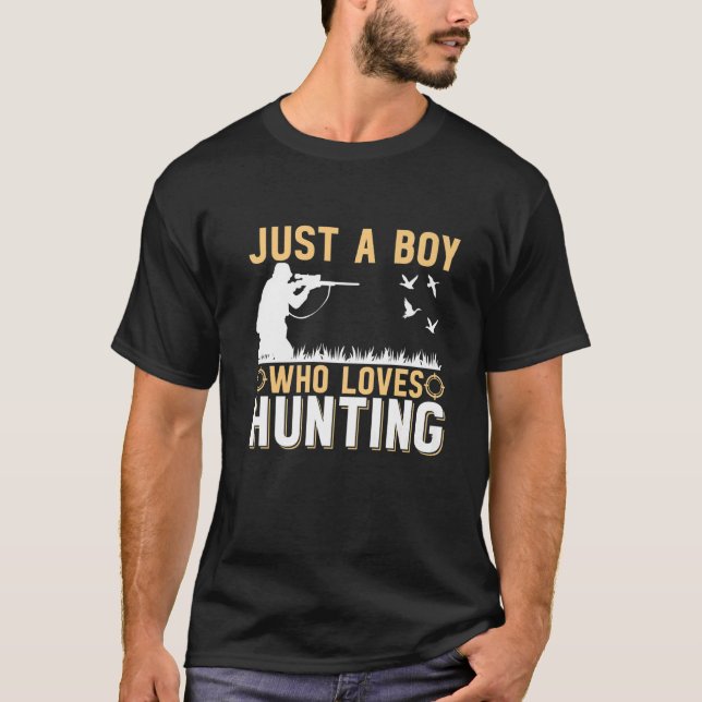 Mens Just A Boy Who Loves Hunting Goose Hunter   T-Shirt (Front)