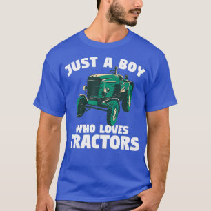Mens Just A Boy Who Loves Tractors Funny Farm T-Shirt