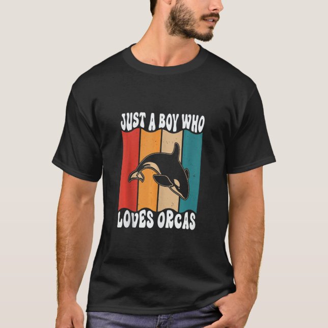 Mens Just A Boyl Who Loves Orcas Killer Whales Sea T-Shirt (Front)