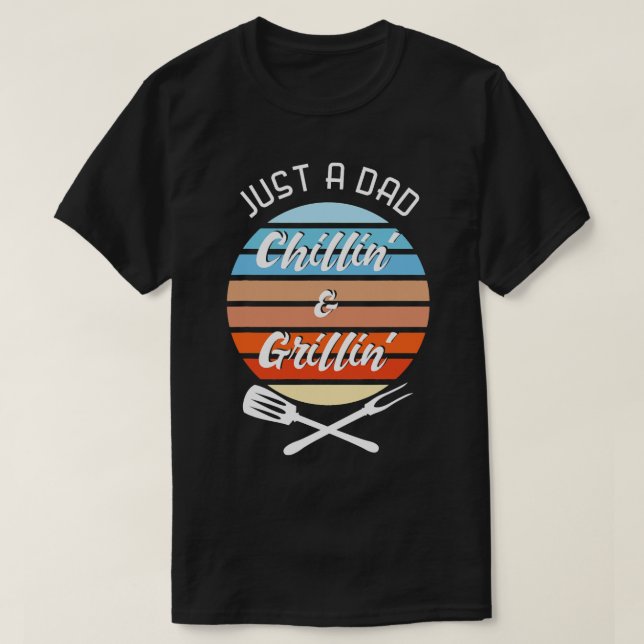 Mens Just A Dad Chilling and Grilling BBQ T-Shirt (Design Front)