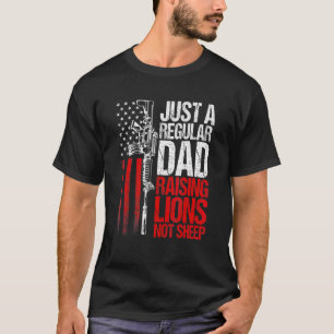 Mens Just A Regular Dad Raising Lions Us Patriot N T-Shirt
