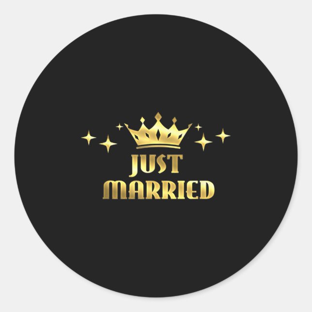 Mens Just Married Groom Squad Funny Wedding Party  Classic Round Sticker (Front)