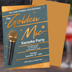 Men's Karaoke 40TH (editable) Birthday Party Invitation