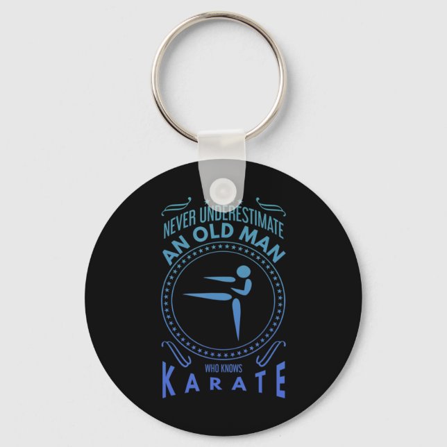 Mens Karate Graphic - Never Underestimate An Old M Key Ring (Front)