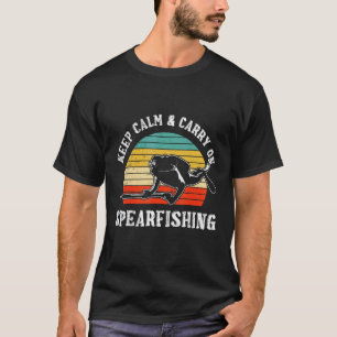Mens Keep calm and Carry on Spearfishing Fish hunt T-Shirt
