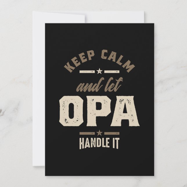 Mens Keep Calm and Let Opa Grandpa Gift Thank You Card (Front)