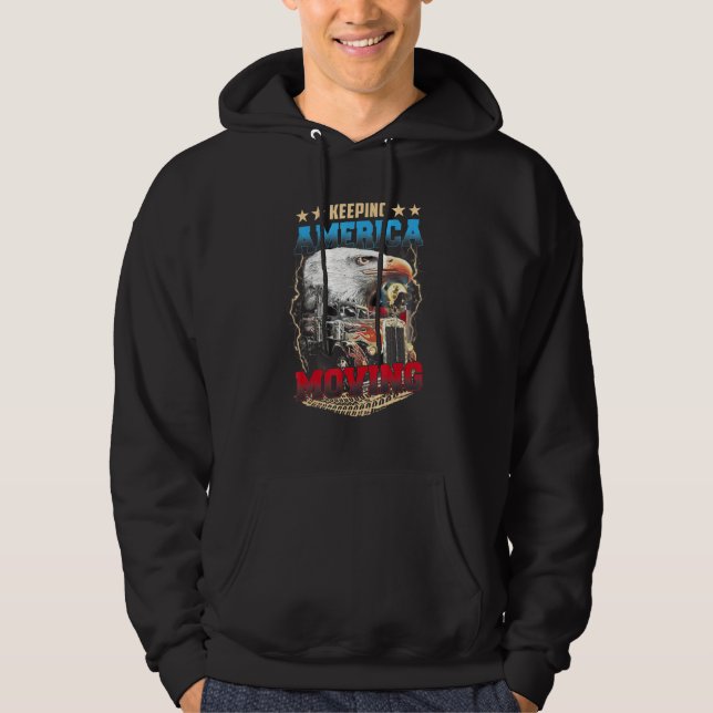 Mens Keeping America Moving - Best American Truck  Hoodie (Front)
