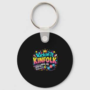 Mens kickin' with kinfolk funny family reunion key ring