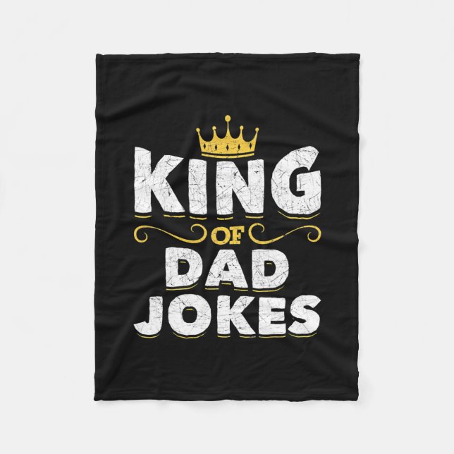 Mens King Of Dad Jokes Crown Rad Jokes Puns Funny Fleece Blanket (Front)