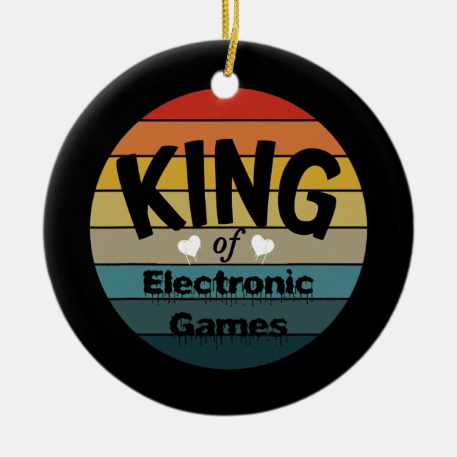 Mens King Of Electronic Games  Ceramic Tree Decoration (Front)