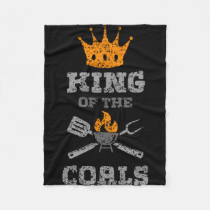 Mens king of the coals grill barbecue meat fleece blanket