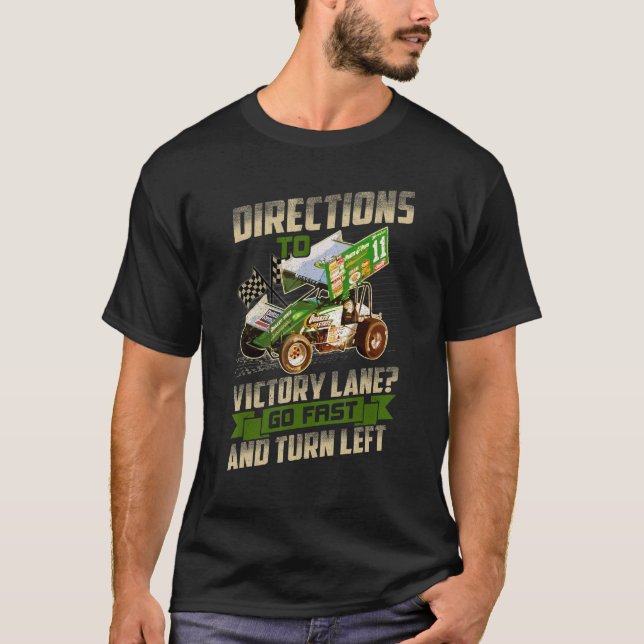 Mens Kinser Direction to Victory Lane Dirt Track S T-Shirt (Front)