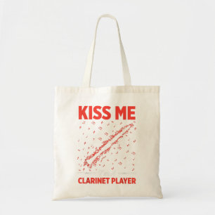 Mens Kiss Me Im A Clarinet Player Funny Clarinet P Tote Bag