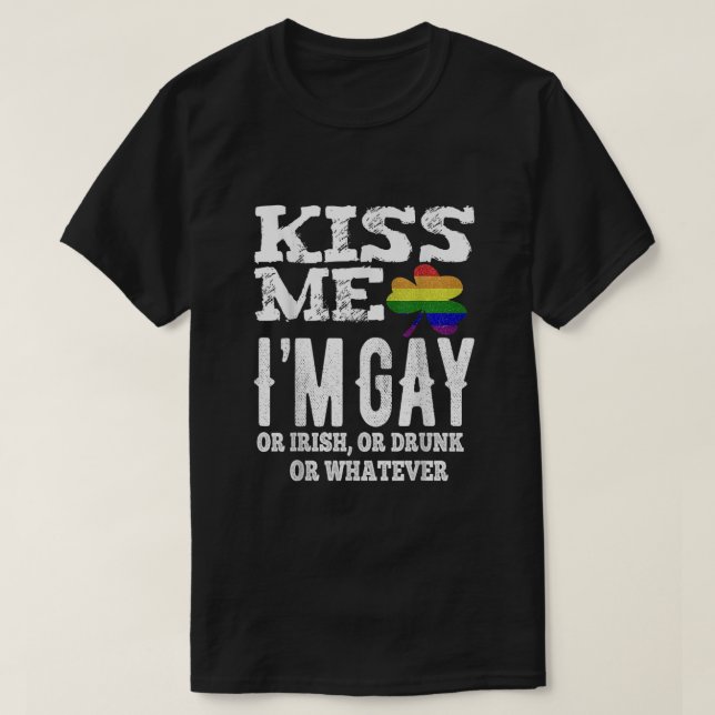 Mens Kiss Me Im Gay Pride St Patricks Day LGBT Hom T-Shirt (Design Front)