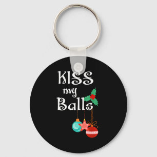 Mens Kiss My Xmas Funny Adult Humor Christmas  Key Ring
