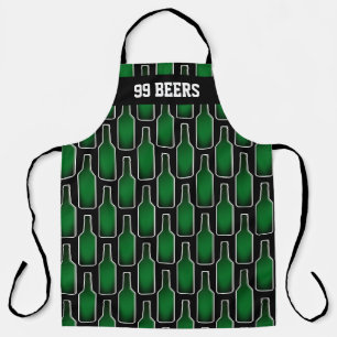 Men's kitchen BBQ apron with beer bottle print
