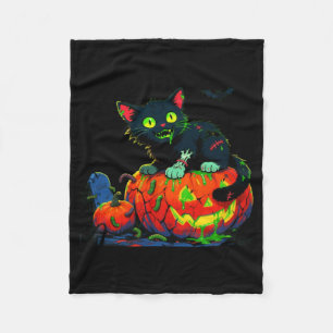 Mens Kitty Halloween Pumpkin Black Cat Performance Fleece Blanket