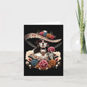 Mens La Catrina Colourful Skull Mexican Dia De Los Card