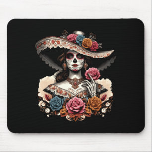 Mens La Catrina Colourful Skull Mexican Dia De Los Mouse Mat