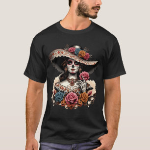 Mens La Catrina Colourful Skull Mexican Dia De Los T-Shirt